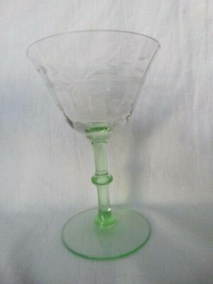 Weston Clear Crystal Green Stem Liquor Cocktail Grey Cut Flower Horizontal Band