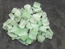 Cultured Sea Glass Bulk Pale Green Frost Tumbled Beads Craft Jewelry 1lb 0.5l