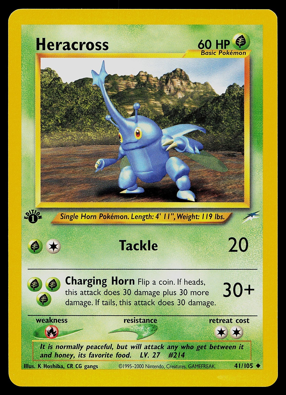 Pokemon Card - Heracross Neo Destiny 41/105 Uncommon 1st Edition