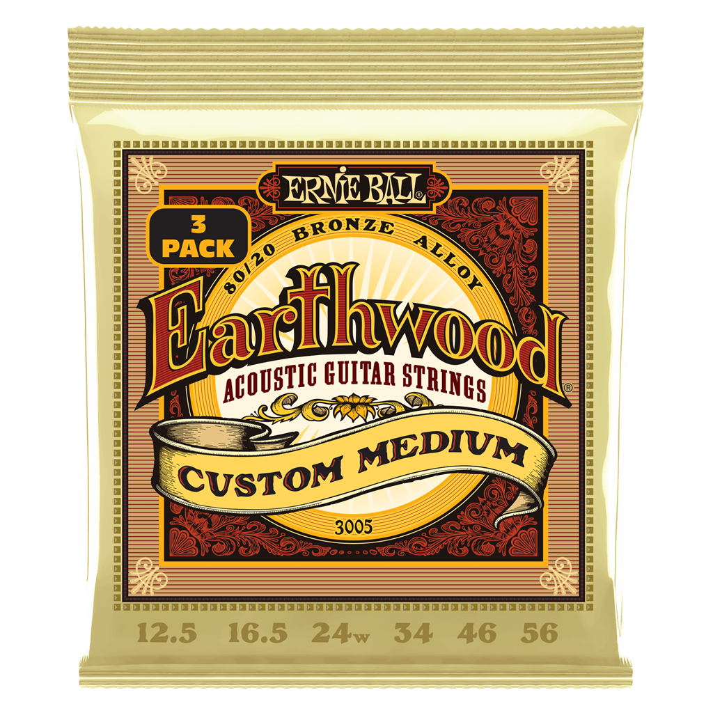 Acoustic Guitar Strings 12.5-56 Ernie Ball 3005 Earthwood X3 PACK 100% Genuine