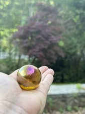 Vintage Iridescent Black Speckled Marble Large Collectible