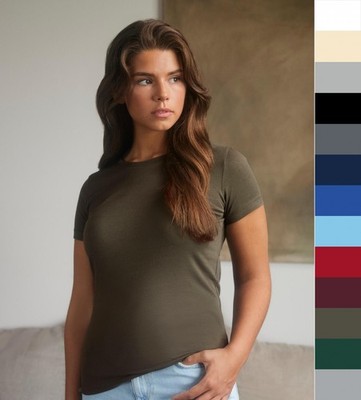 2er Pack Russell Europe Damen T-Shirt Basic Pure Organic AuthenticR-108F-0 NEW