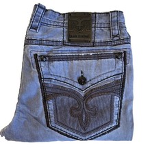 New Rock Revival Sycamore Biker Studded Denim Men's Blue Jeans Size 40x34 New
