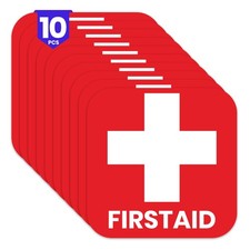 10 X First Aid Sticker 3.5 X 3.5 Inch Premium Vinyl First Aid Kit Sign Se... 10 X First Aid Sticker 3.5 X 3.5 Inch Premium Vinyl First Aid Kit Sign Se...
