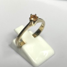 9ct Yellow Gold Orange Cubic Zirconia Ring Size N 1/2 Hallmarked 375