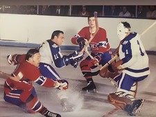 HOCKEY  PHOTO PRINT BOBBY BAUN TORONTO VS YVAN COURNOYER 