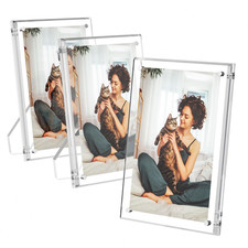 AITEE 8x10 Acrylic Picture Frames 3 Pack w/ Stand, Magnetic, Clear, UV Protect