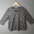 REGATTA PETITES Womens Size 16 casual top black rose gold 3/4 sleeve spotted