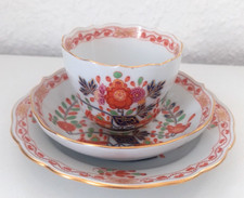 1 Meissen Porzellan Mokka Gedeck Dekor: Tischchenmuster 3-teilig 1. Wahl