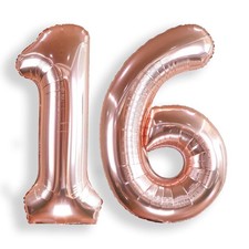 AULE 40 Inch Rose Gold 16 Balloon Number Foil 0-9 Birthday Big Numbers