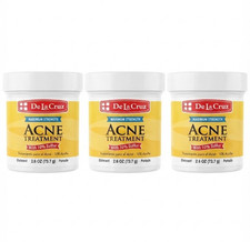 3 JARS De La Cruz 10 Sulfur Ointment Acne Treatment 2.6oz OIL FREE MAX STRENGTH