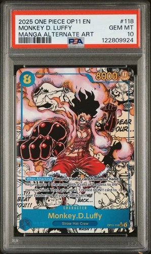 2025 ONE PIECE OP11-118 MONKEY D LUFFY MANGA ALT ART English PSA 10 GEM MINT