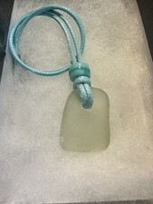 Sea Glass Frosted Necklace With Glass Bead Perfect For Beach