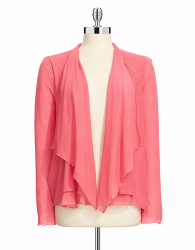 NWT Elie Tahari Women's M Tea Rose Pink Draped Open Front Cardigan