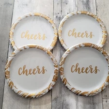 NWT - Set of 4 Gold Cheers Paper Plates (each package is 10 count)