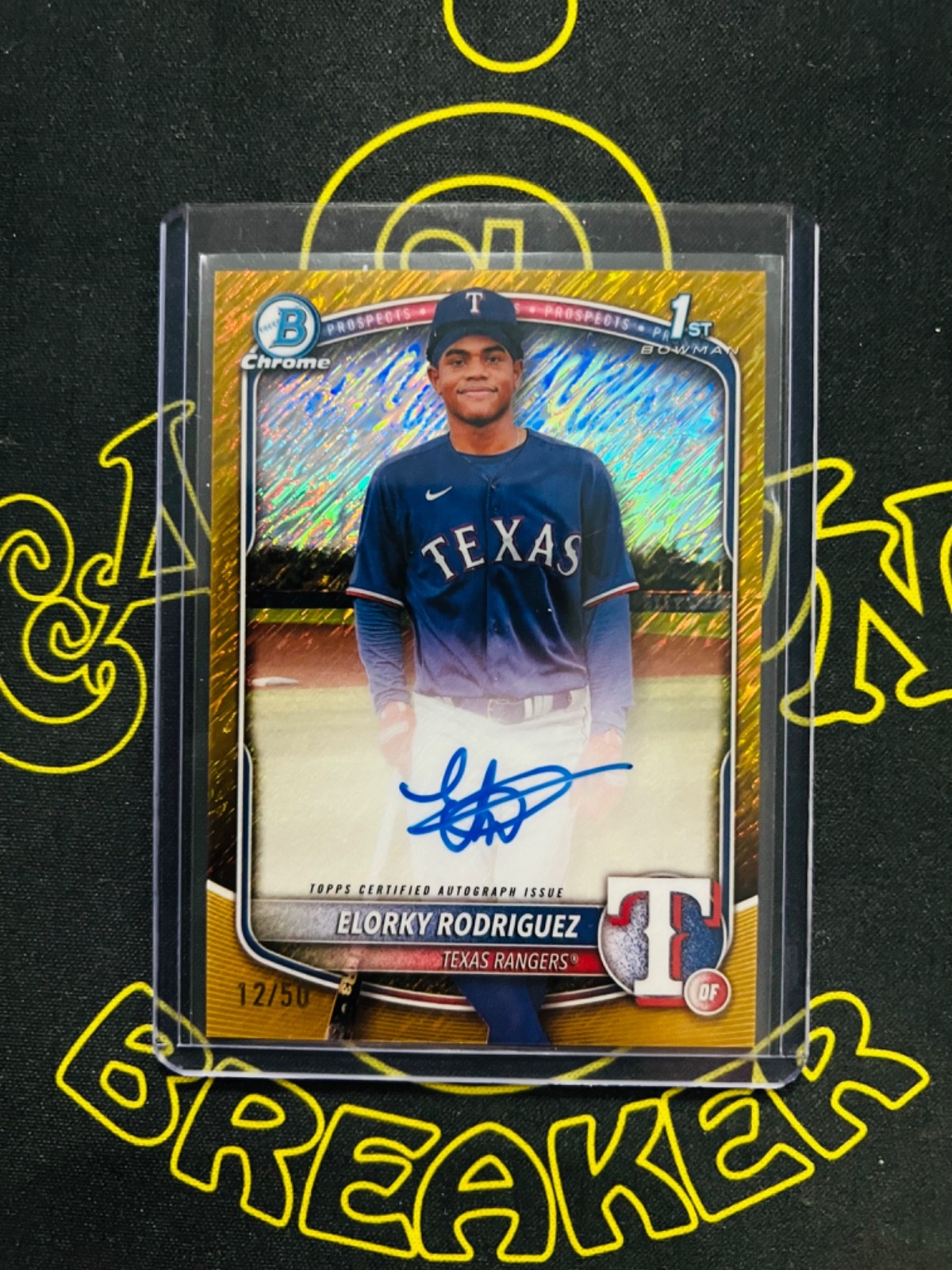 2025 BOWMAN CHROME - ELORKY RODRIGUEZ - 1ST BOWMAN AUTO - GOLD SHIMMER - 12/50