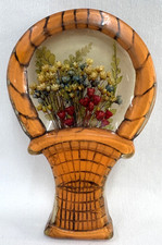 Vintage Kitsch 1970"s Resin Flower Basket Spoon Rest