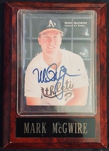 Mark McGwire Oakland Athletics Autographed Card Display Plaque w/ COA