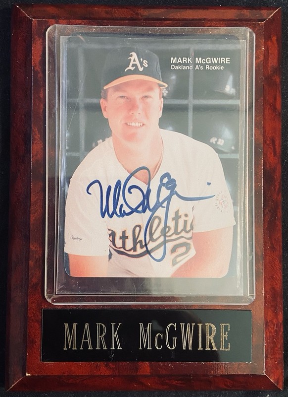 Mark McGwire Oakland Athletics Autographed Card Display Plaque w/ COA