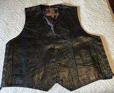 HOG Prawdziwa skóra od Rocky Ranch Hides Męski motocykl 2 kieszenie Kamizelka Rozmiar XL