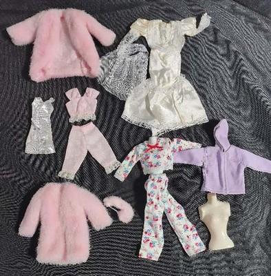 Mattel Barbie Fashion Avenue Clothes Lot Fur Coats Pajamas Outfits Wedding Dress