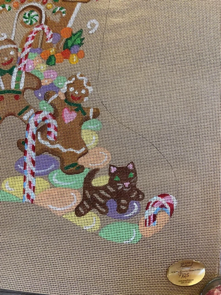 Labors of Love Handpainted Needlepoint Christmas Stocking Canvas Gingerbread - Image 4 of 4