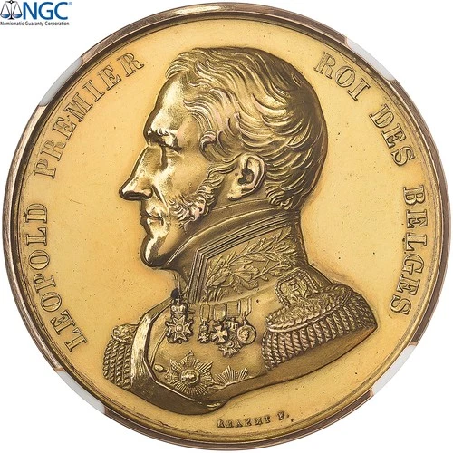 [#981153] Belgium, Leopold I, 100 Francs, 1854, Brussels, Pattern, Gold, NGC, MS
