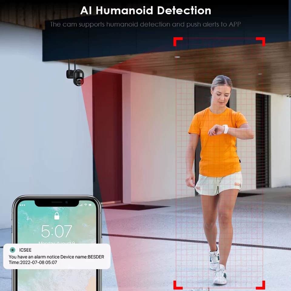 4K 8MP PTZ WiFi IP Camera Dual Lens Auto Tracking Night Vision 8X Digital Zoom S - Image 4 of 4
