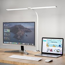 Eye-Caring Mon LED Desk Lamp for Office,Double Head Desk Light with Clamp,