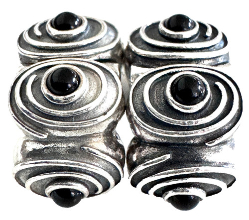 (PAIR) PANDORA Retired Sterling Silver Hypnotize Clip with Onyx 790560ON