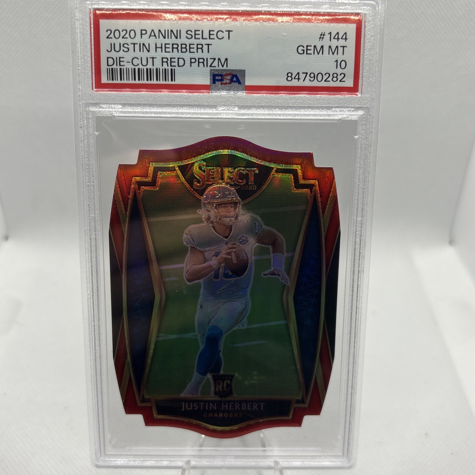 Justin Herbert 2020 Select Red Die-Cut Prizm Premier Rookie RC PSA 10 GEM MINT