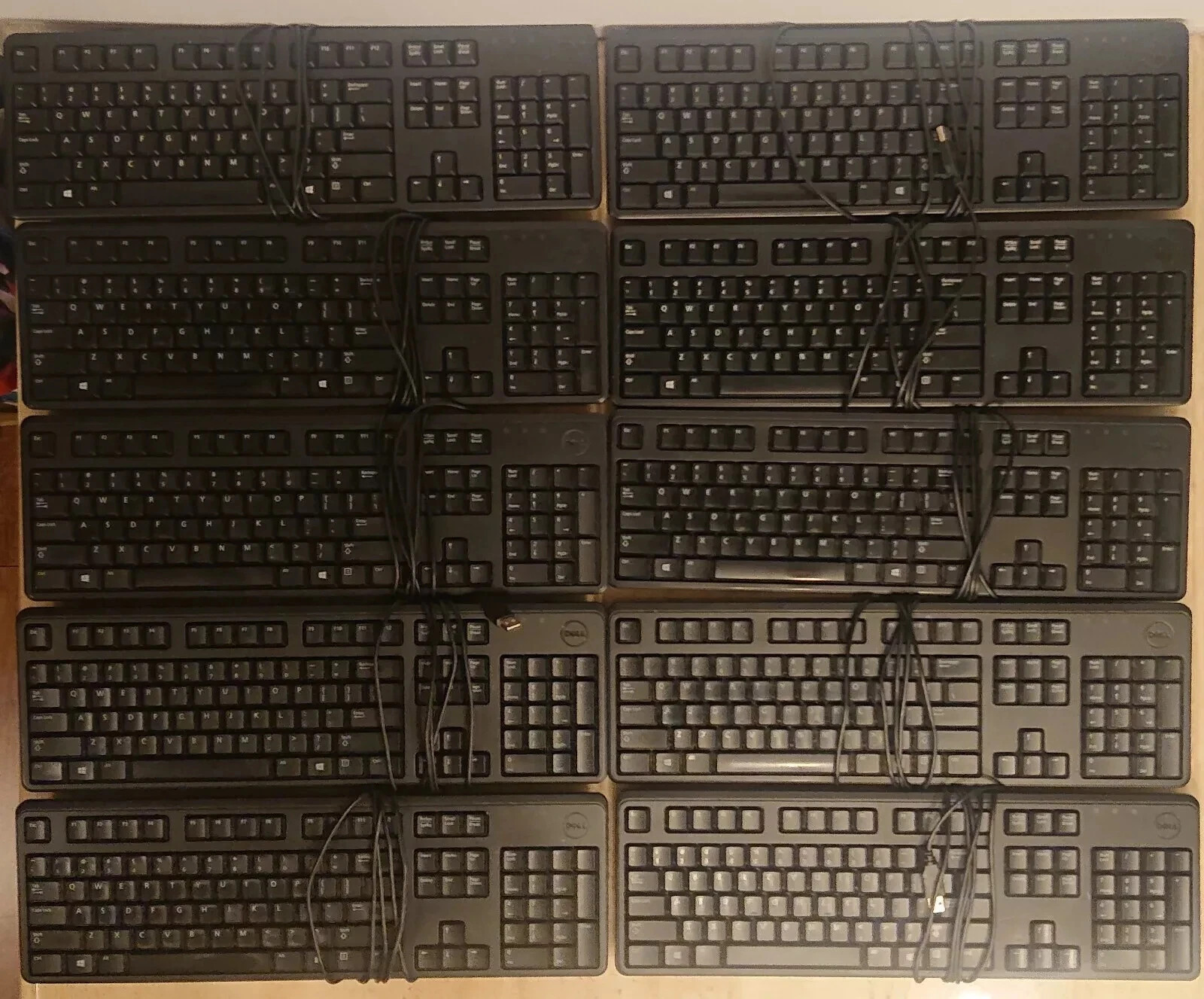 Lot of 10 Dell Ultra Slim USB Wired Slim Keyboards KB212-B