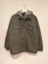 Dickies Hooded Work Jacket Green Canvas Utility Coat Workwear Streetwear Size M