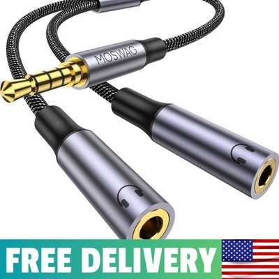3.5mm Headphone Splitter with Gold-Plated Connectors for Clear Sound