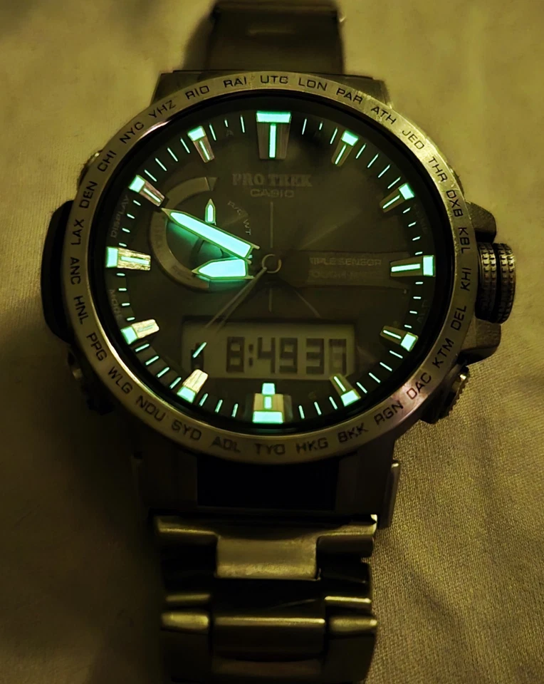 Reloj Casio Pro Trek PRW-60T-7ACR Titanio Solar Triple Sensor + Manual Foto 2 de 4