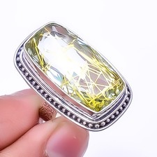 Golden Rutilated Quartz 925 Sterling Silver Ring S.6 R2417750, Christmas Gift