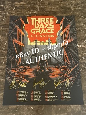 THREE DAYS GRACE Poster SINGED   OFFICIAL   Alienation Tour Raleigh AUTHENTIC!