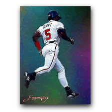 Ron Gant Art Card Limited 32/50 Edward Vela Signed (Atlanta Braves)