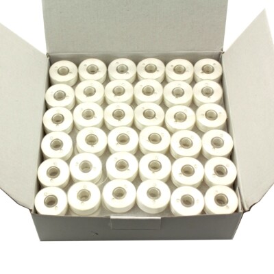 Cutex  L-Size Plastic Sided White Prewound Embroidery Machine Bobbins - 144/Pk