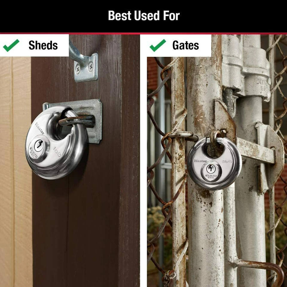 Cadenas à clé Diskus Master Lock solide pour porte camion, coffre-fort 80mm - Photo 4/4