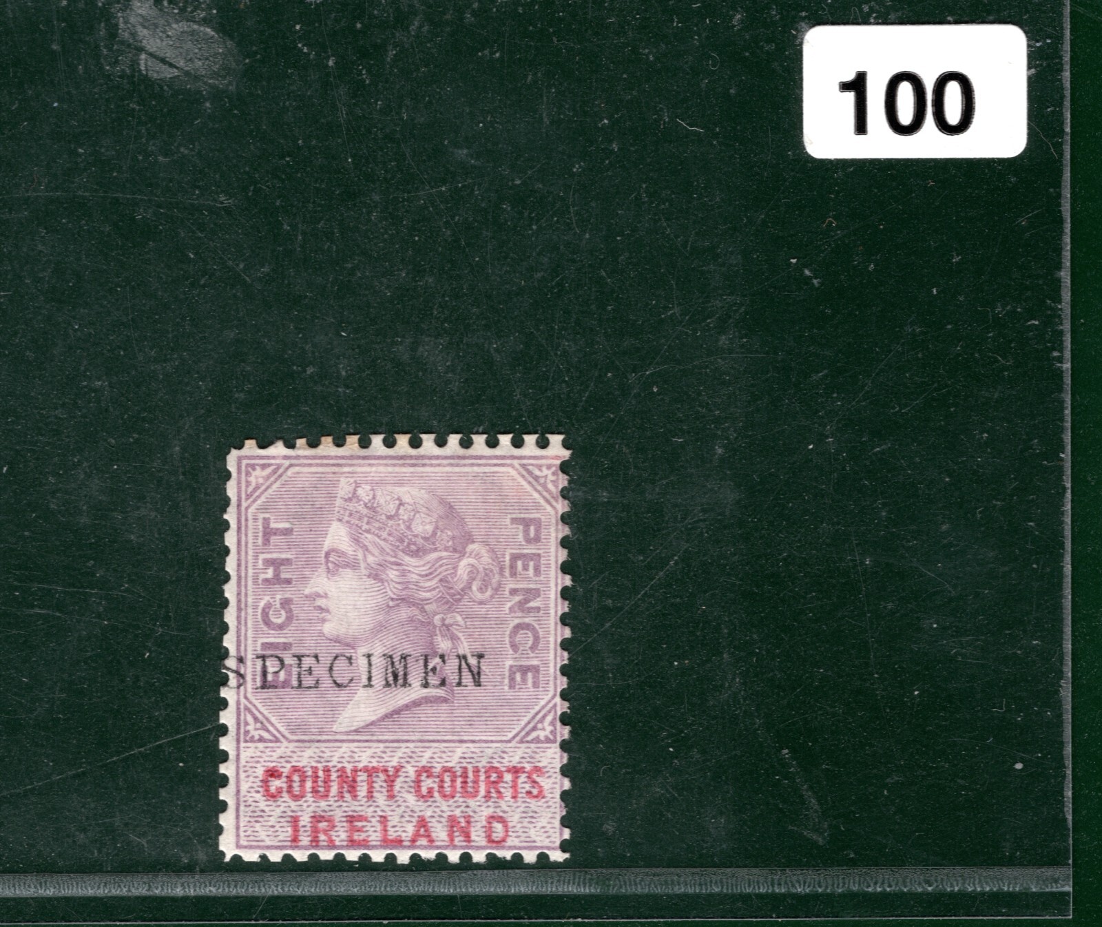 GB IRELAND QV REVENUE Stamp *SPECIMEN* 8d Lilac COUNTY COURTS Mint MM