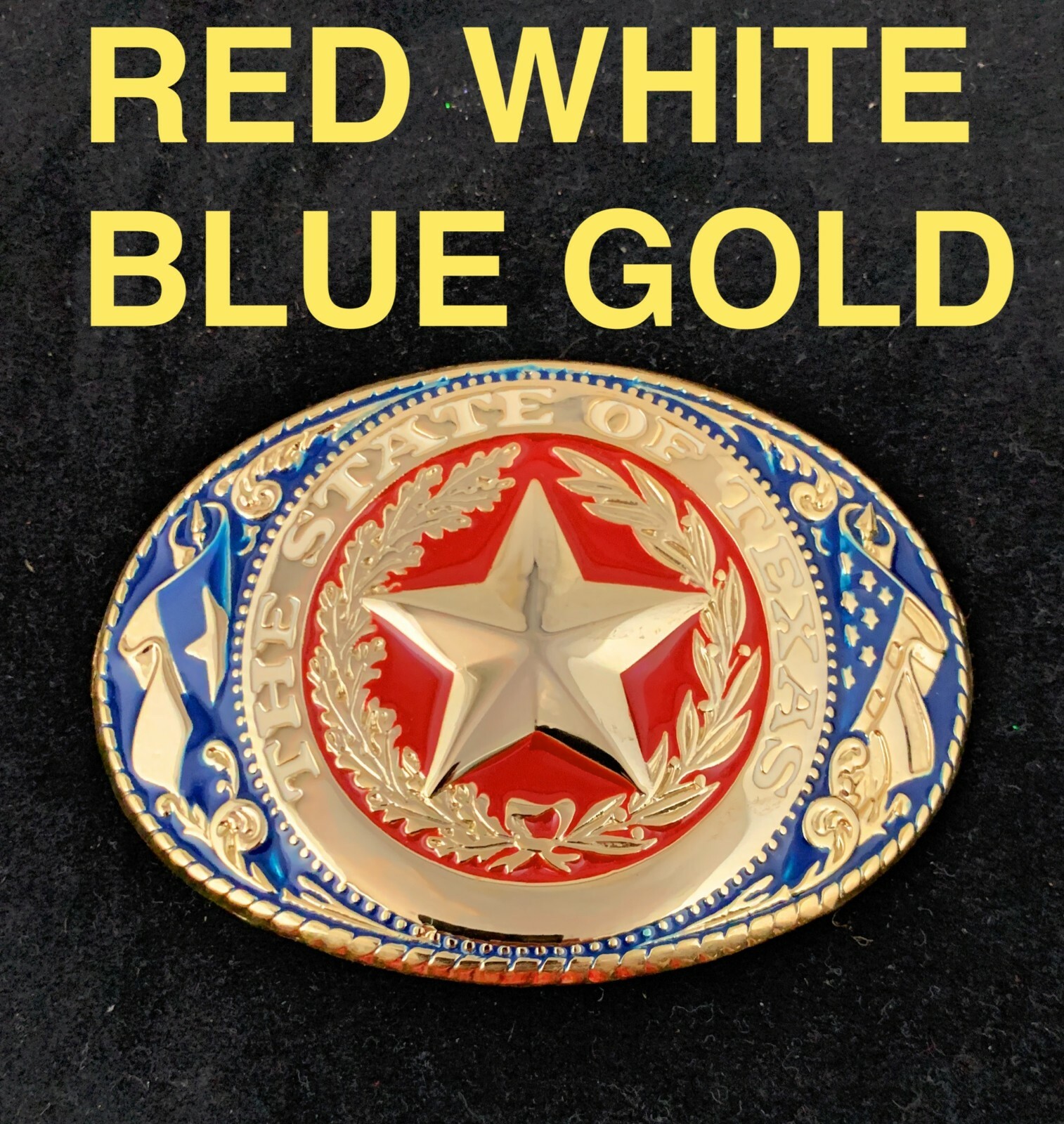 🌟The State Of Texas, Lone Star State Seal, Large Oval Belt Buckle, Gold