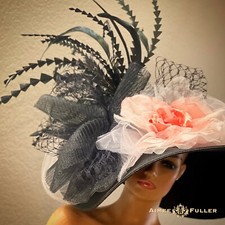 Black Kentucky Derby Hat Pink Rose Royal Ascot Bridal Melbourne Cup Del Mar Hat