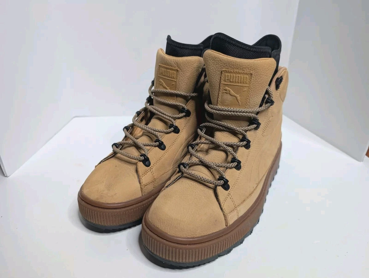 Puma Mens Tan Gum Work Combat Leather Boots Tactical High Top Brown Sz 9 Men Puma Safety Granite Hd Metguard Mid Composite Toe Work Boot  main image 2