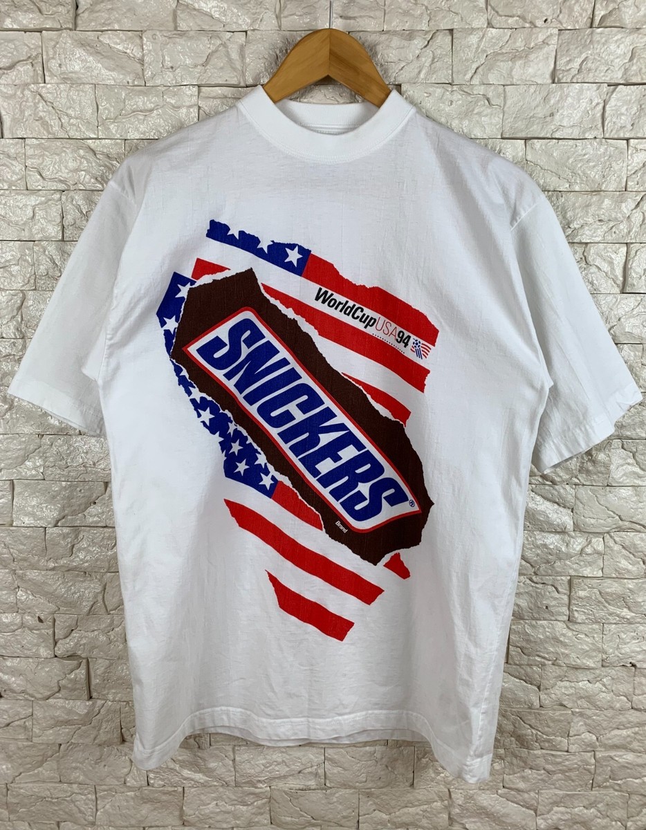 World Cup USA 94 Snickers Vintage 90s T Shirt Men White sz L | eBay