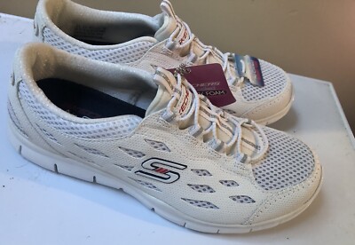 Skechers Women Flex Gratis 22603 Bungee TieWhite Walking Comfort