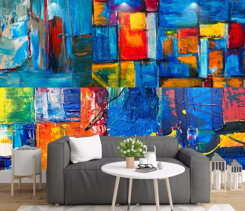 3D Blue Oil Painting 10790NA Wallpaper Wall Mural Removable Self-adhesive Fay