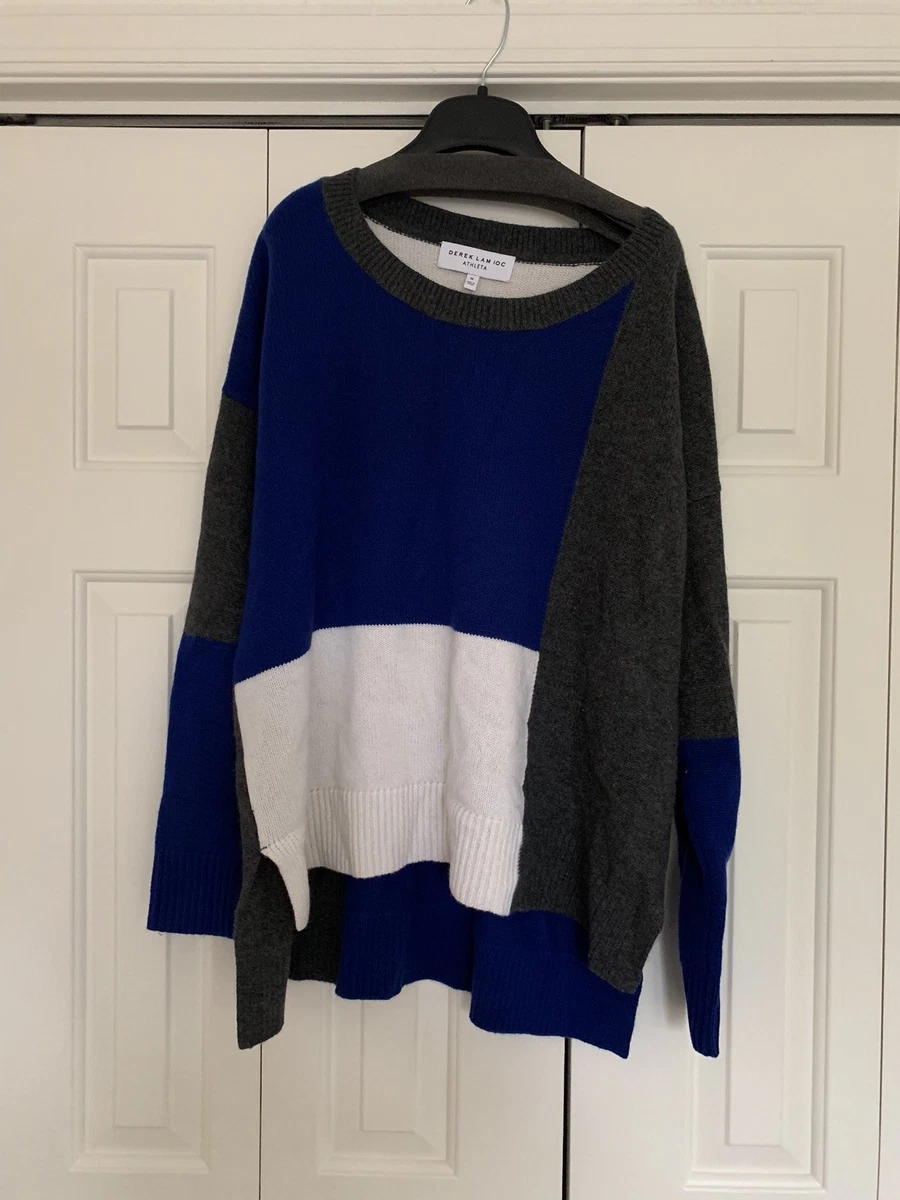 NWT Derek Lam 10C Athleta Cashmere Blue Colorblock Sweater M