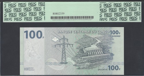 Congo Democratic Republic 100 Francs 31-7-2007 P98a Uncirculated Graded 68 - Picture 2 of 2