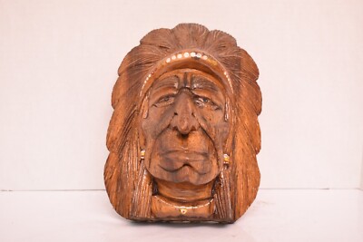 indian head tobacco Native American Figure Pipe. Ceremonial Indian Face Smoking Pipe. Vintage & Handmade Signed a stunning piece of decor that represents rich Indian culture and heritage. Indian Head Plaster Cigar Sign: